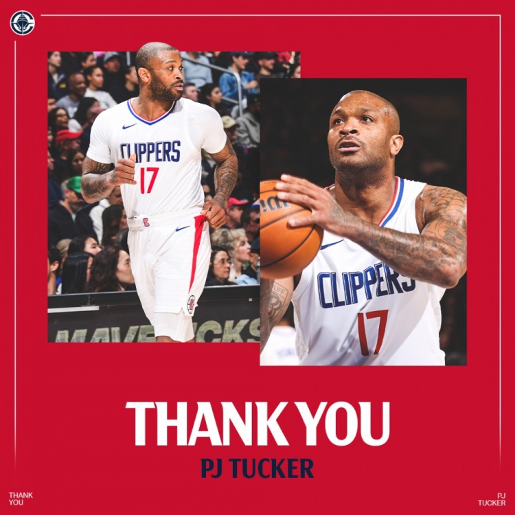  被交易至爵士！快船官方致謝PJ-塔克和班巴：謝謝你！