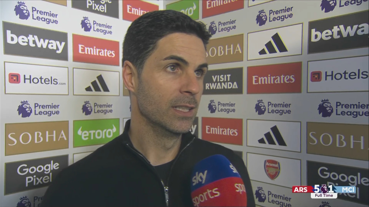  5-1大勝曼城！阿爾特塔：今天是非常棒的一天 得到幸運(yùn)女神的眷顧