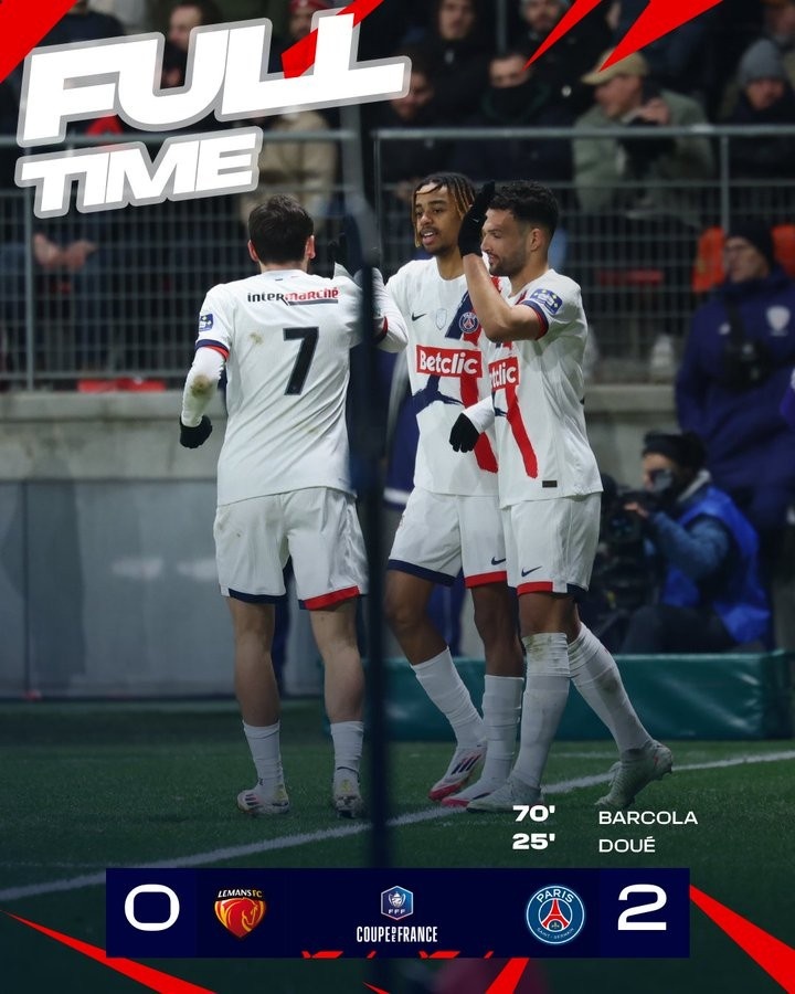  大巴黎自1970年創(chuàng)立后已30次打進(jìn)法國杯八強(qiáng)，是同期各隊(duì)最多