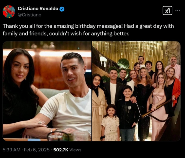  C羅曬和家人慶祝生日照：感謝所有生日祝福，我度過了美好的一天