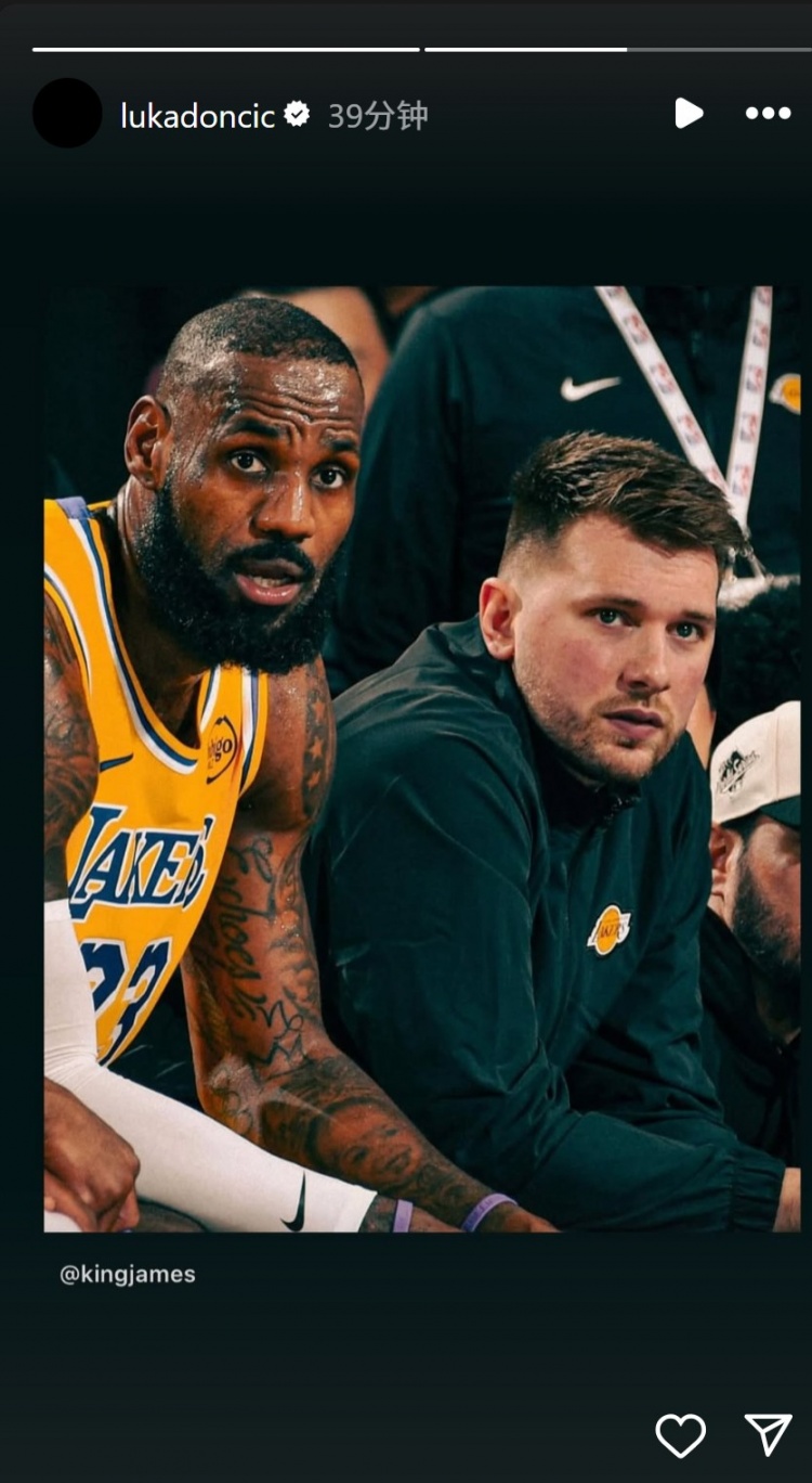  東皇即將合體！東契奇轉發(fā)詹姆斯曬出的兩人同框照