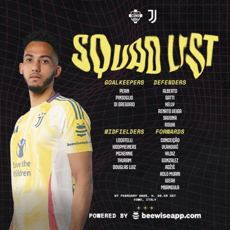  尤文客戰(zhàn)科莫大名單：弗拉霍維奇領銜，新援凱利首次入選