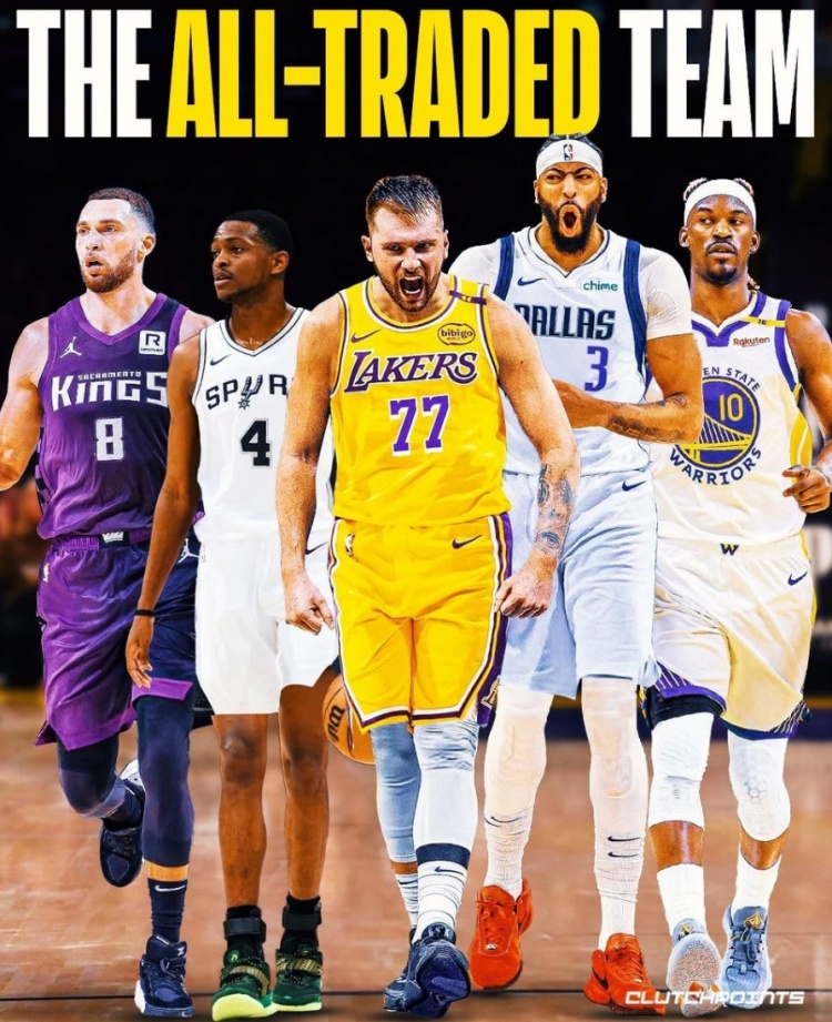  被交易的球星組隊：首發(fā)盧卡濃眉?？怂拱吞乩绽?鶯歌嘴哥替補(bǔ)