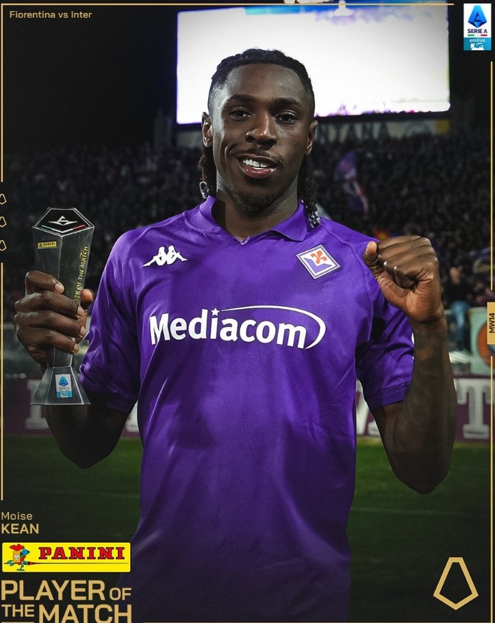  梅開二度！意甲官方：小基恩當(dāng)選佛羅倫薩3-0國(guó)米全場(chǎng)最佳