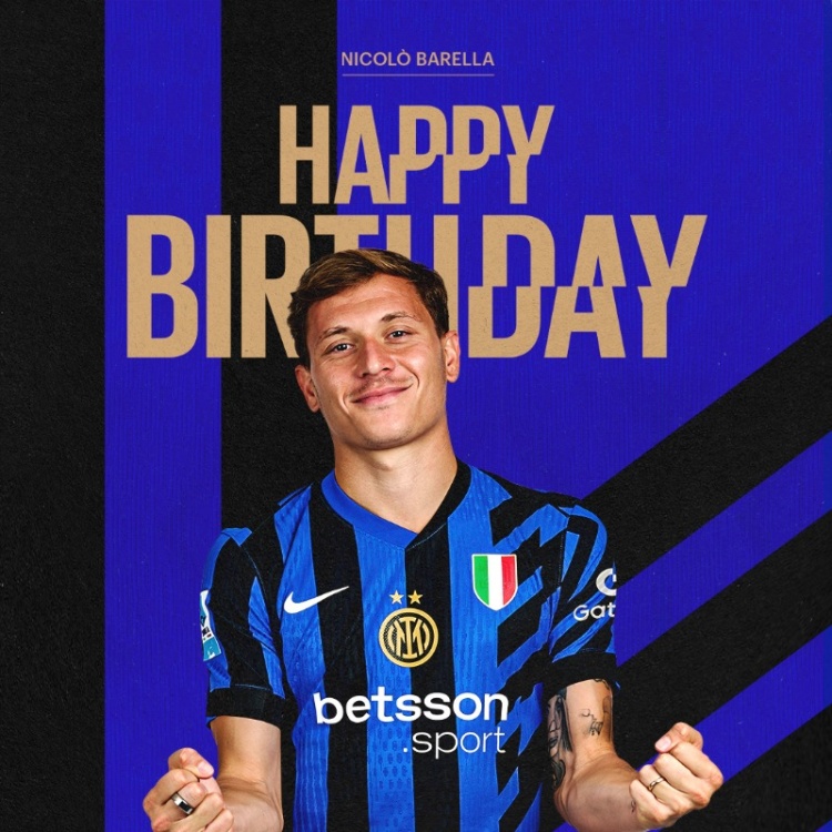  國(guó)米祝巴雷拉28歲生日快樂(lè)，球員加盟以來(lái)出戰(zhàn)266場(chǎng)25球57助