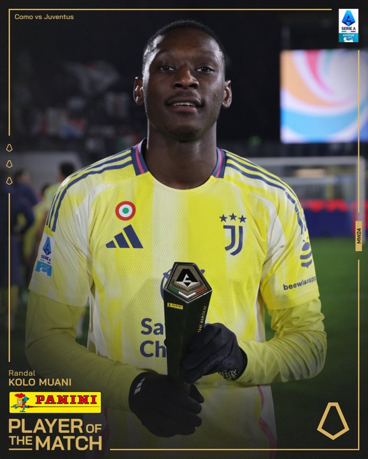  實(shí)至名歸！官方：穆阿尼當(dāng)選科莫1-2尤文全場(chǎng)最佳球員