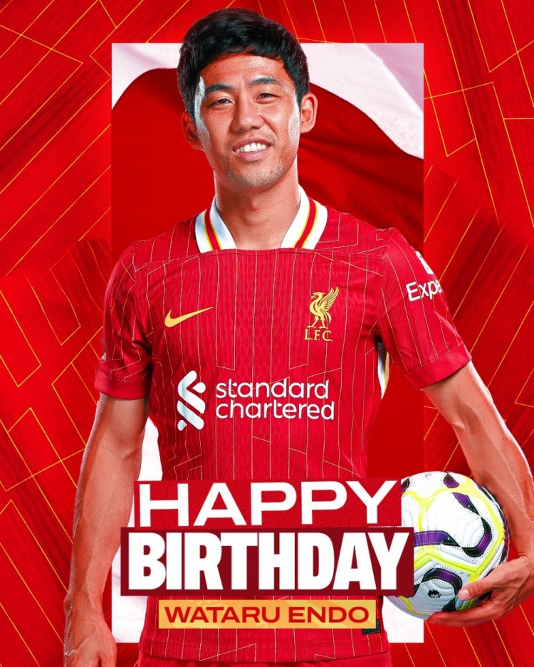  利物浦祝遠(yuǎn)藤航32歲生日快樂，球員加盟紅軍至今出戰(zhàn)62場(chǎng)比賽