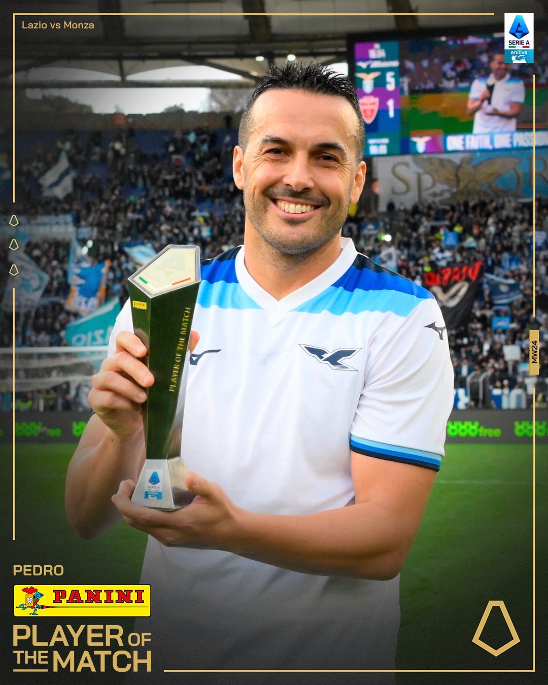  佩刀不老！37歲佩德羅雙響獲MVP&賽季已9球4助，拉齊奧居意甲第4