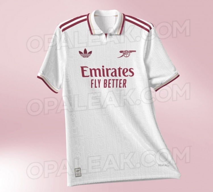  阿森納25/26賽季客場第三球衣泄露：白色底色，搭配栗、金色細節(jié)
