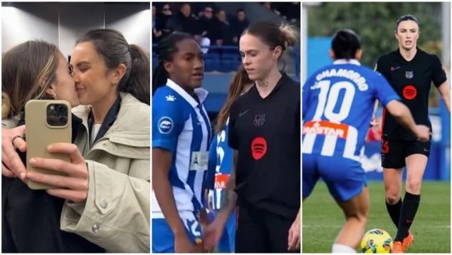  尷尬！巴薩女足球員萊昂“性騷擾”對手時，她的伴侶就在幾米開外