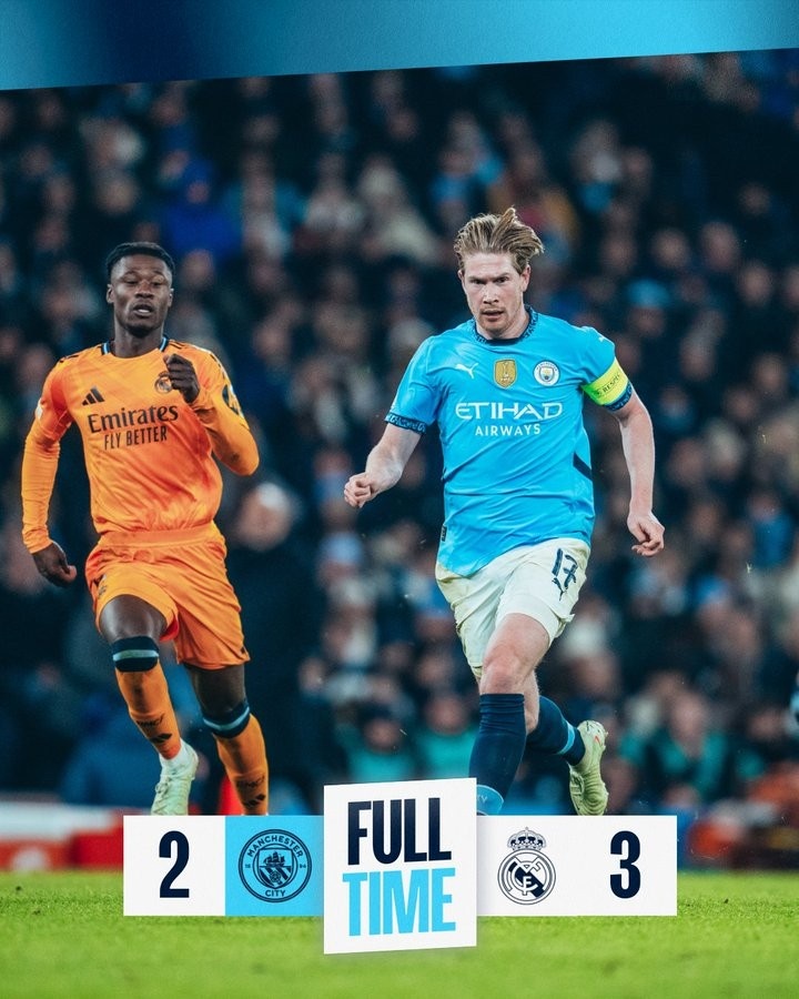  2次領(lǐng)先被扳平+補(bǔ)時(shí)絕殺！曼城首次在歐冠主場常規(guī)時(shí)間負(fù)于皇馬