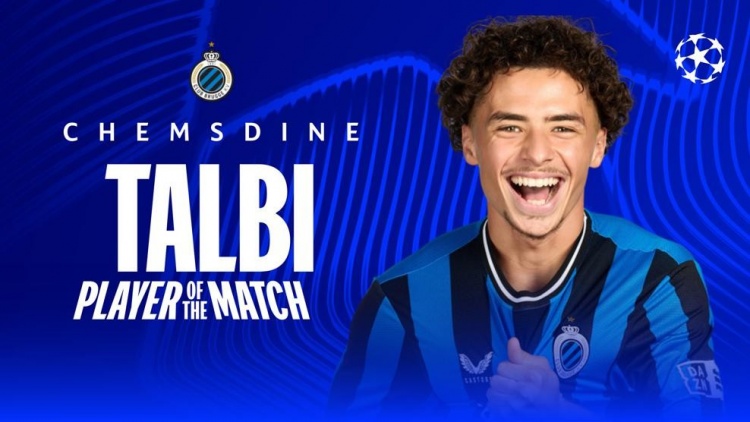  送出助攻！官方：右邊鋒塔爾比當(dāng)選布魯日vs亞特蘭大全場(chǎng)最佳