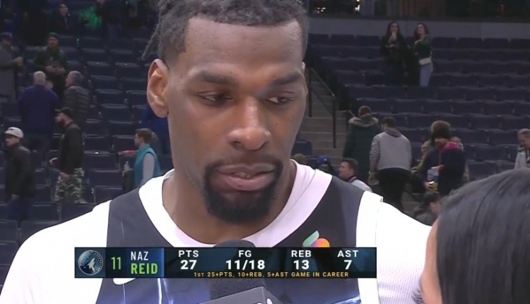  27分13板7助！納茲-里德單場砍下至少25分10板5助 生涯首次