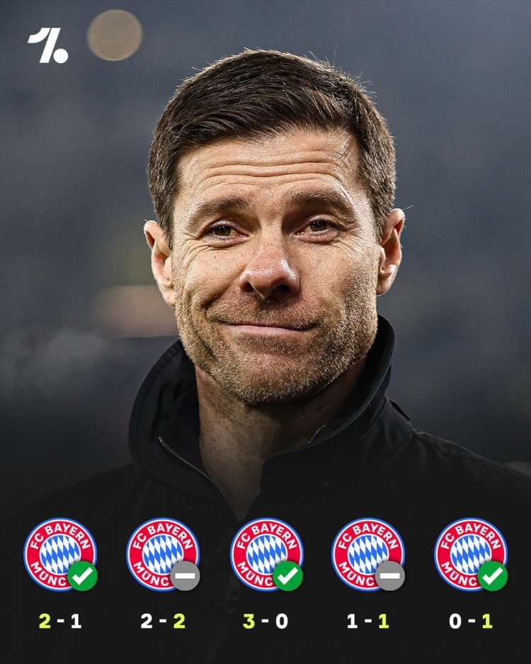  3勝2平！阿隆索出任勒沃庫森主帥以來對陣拜仁保持不敗