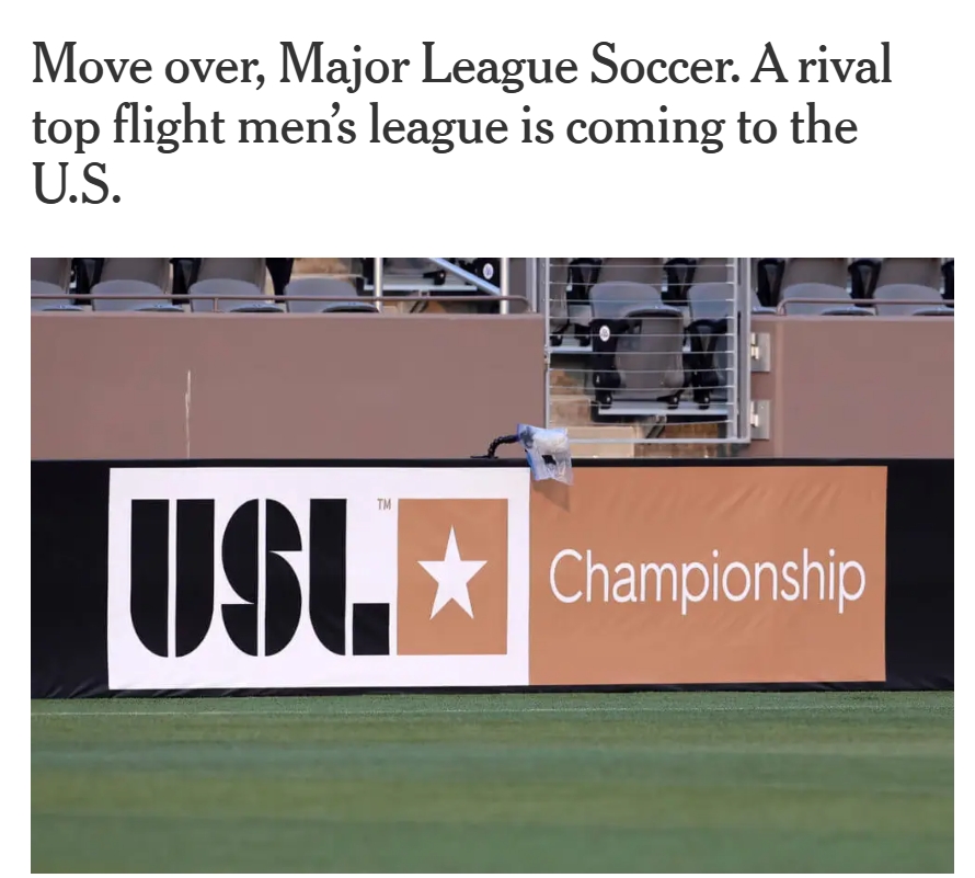  TA：美國(guó)聯(lián)合足球聯(lián)賽將推出全新一級(jí)男子聯(lián)賽，將與MLS形成競(jìng)爭(zhēng)