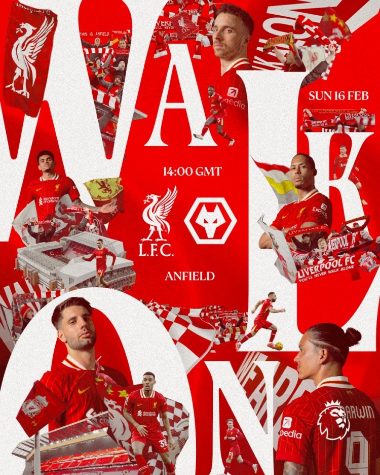  利物浦發(fā)布對陣?yán)顷牶螅悍兜峡?、努涅斯、索博斯洛伊、若塔出鏡