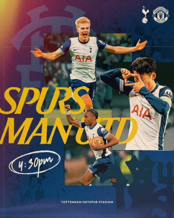  熱刺曬主場戰(zhàn)曼聯(lián)海報(bào)，孫興慜&貝里瓦爾&新援特爾出鏡