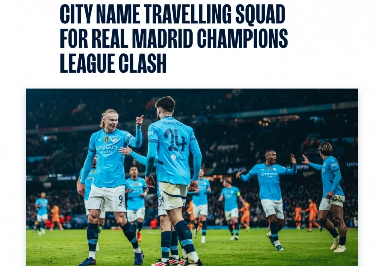  曼城客戰(zhàn)皇馬名單：布丁領銜，劉易斯、馬爾穆什在列，阿坎吉傷缺