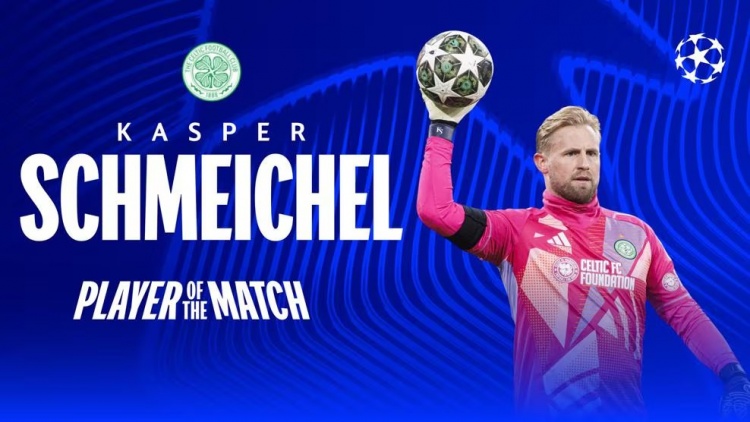  單場(chǎng)9次撲救！38歲門將小舒梅切爾當(dāng)選歐冠官方本場(chǎng)最佳球員