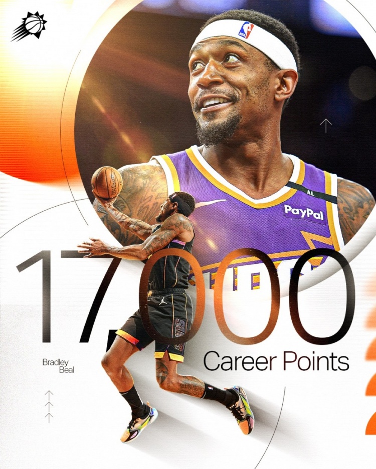  小里程碑走一個！比爾生涯總得分跨過17000分大關(guān)