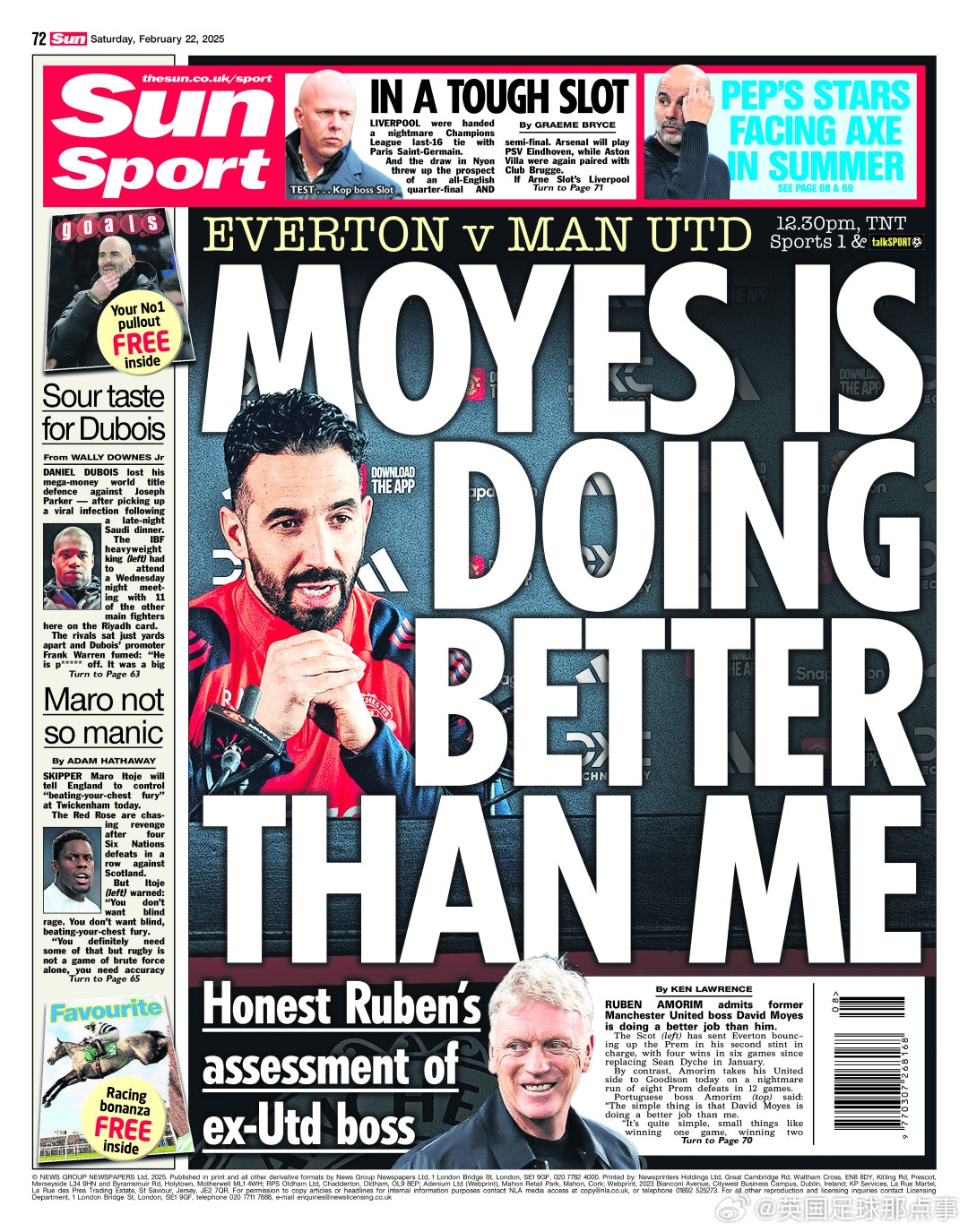  埃弗頓實現(xiàn)了反彈而曼聯(lián)卻沒有？阿莫林：莫耶斯比我做得更好