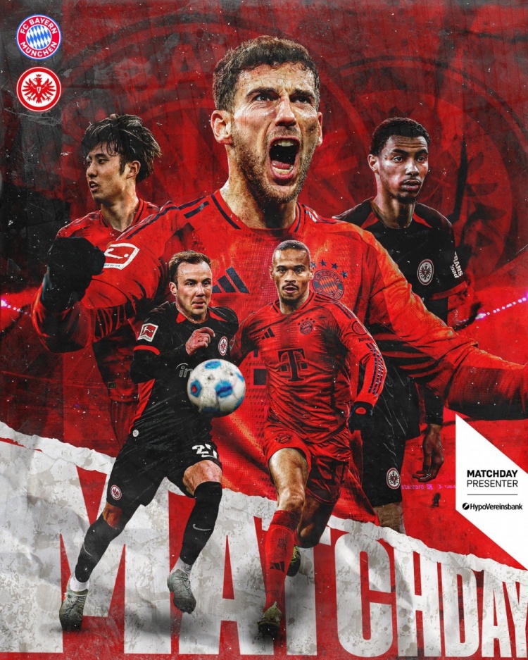  拜仁發(fā)布對陣法蘭克福海報：格雷茨卡、薩內(nèi)、伊藤洋輝出鏡