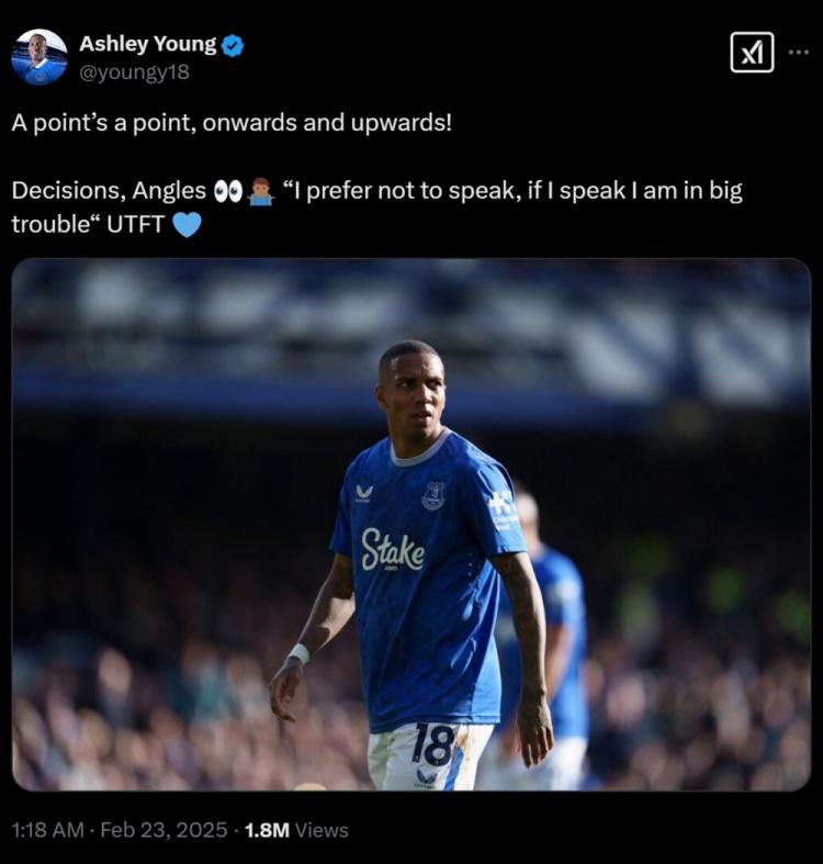  不滿判罰？阿什利揚引用穆帥名言：我寧愿不說話，說了會有大麻煩