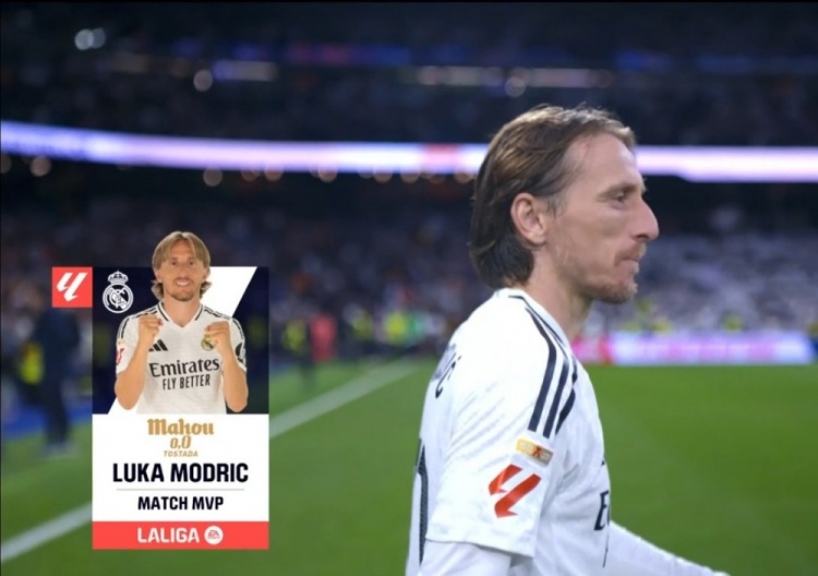  1進球+6關(guān)鍵傳球！官方：莫德里奇當選皇馬2-0赫羅納全場最佳