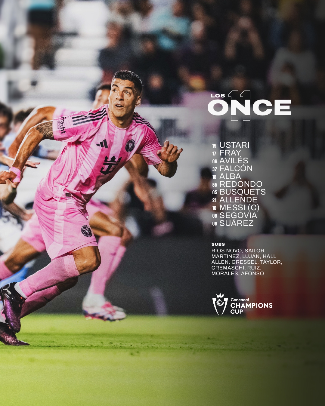  邁阿密國際首發(fā)：梅西領(lǐng)銜，蘇亞雷斯、布斯克茨先發(fā)