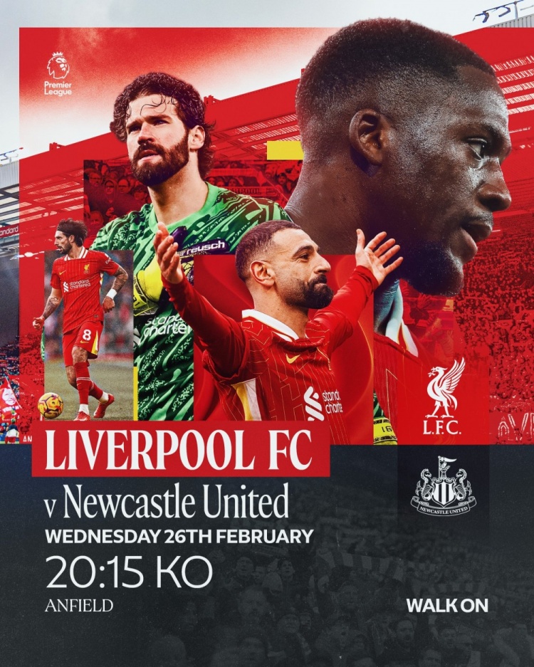  利物浦vs紐卡海報：薩拉赫pk伊薩克，索博、戈登、阿利森出鏡