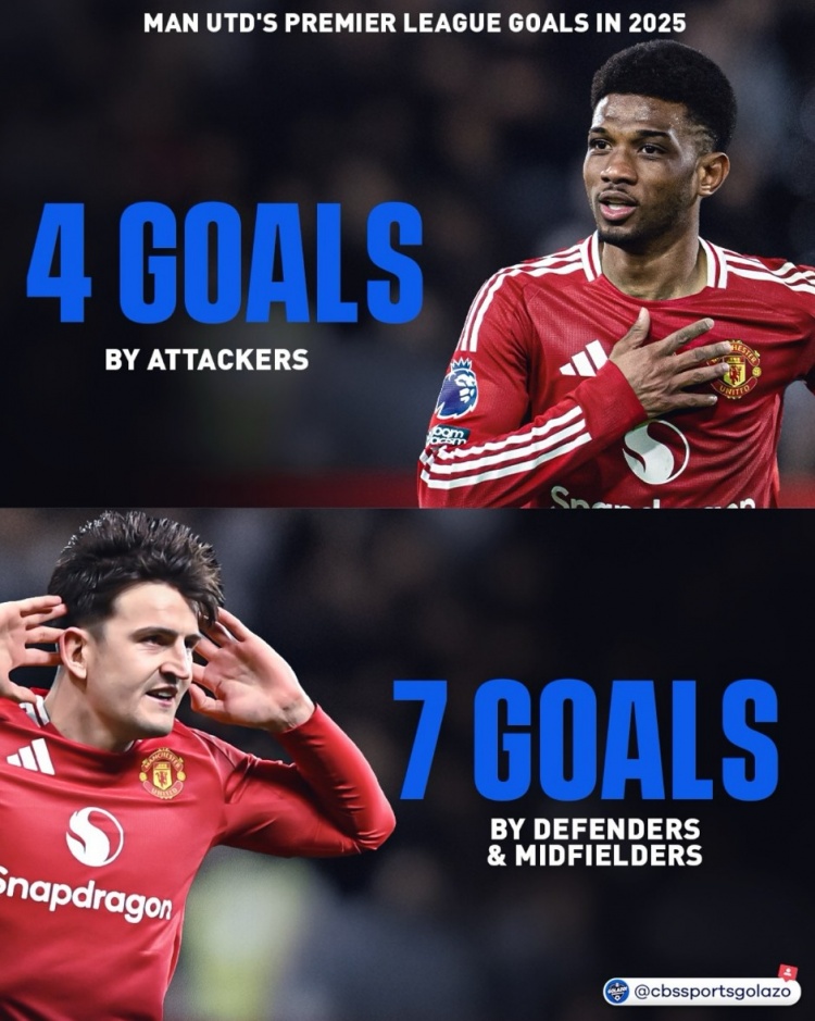  曼聯(lián)今年英超進(jìn)球情況：中場+后衛(wèi)打進(jìn)7球，前鋒進(jìn)4球&阿瑪?shù)掳鼣? class=