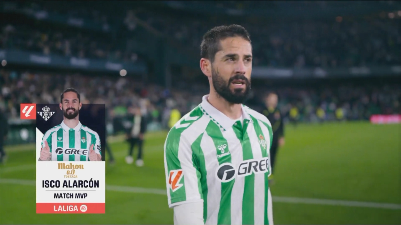  1球1助逆轉(zhuǎn)舊主！伊斯科當(dāng)選貝蒂斯2-1皇馬全場最佳球員