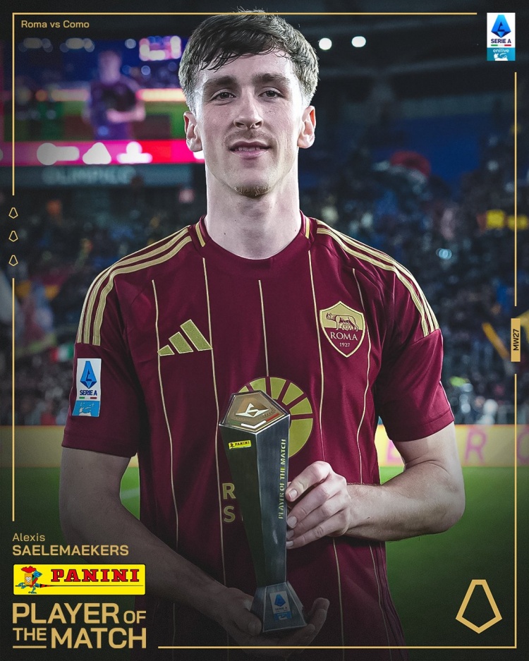  替補打進一球！意甲官方：薩勒馬科爾斯當(dāng)選羅馬2-1科莫全場最佳