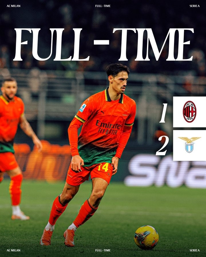  米蘭連續(xù)3場意甲均以1-2告負，各項賽事近6場1勝1平4負