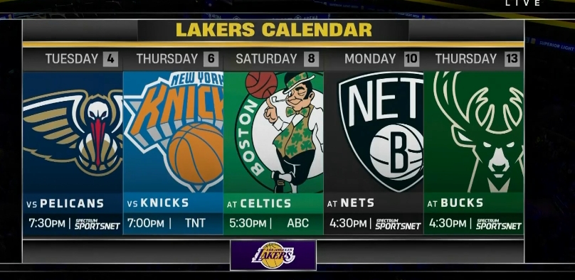  2主3客！湖人未來5場對手：鵜鶘/尼克斯/凱爾特人/籃網(wǎng)/雄鹿