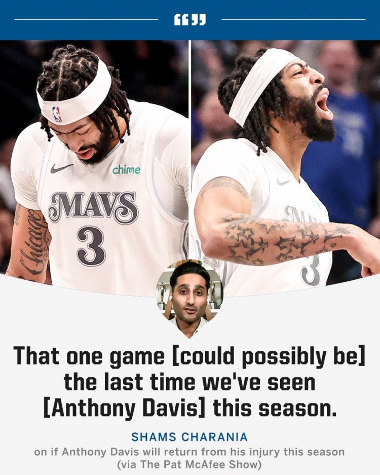  Shams：濃眉和經(jīng)紀團隊會進行艱難的對話 不排除缺席剩余賽季！