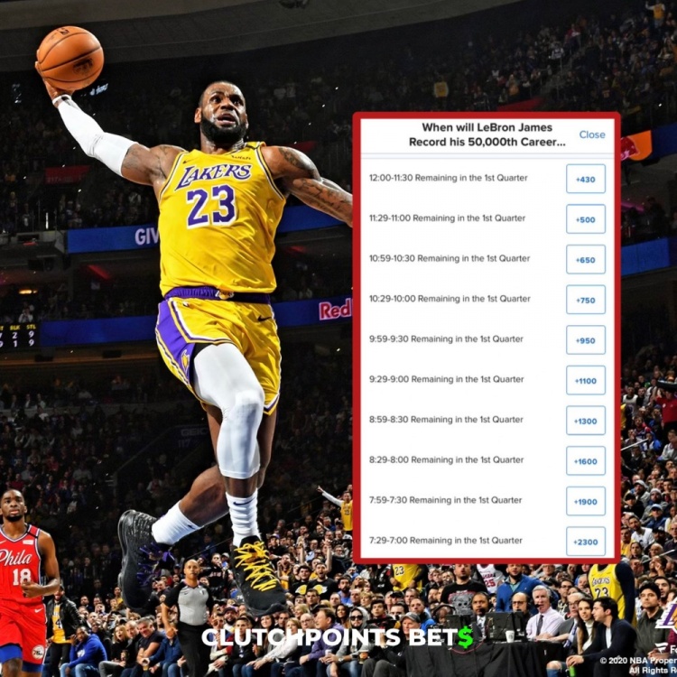  僅差1分！詹姆斯今日何時(shí)破五萬分賠率：開場30秒內(nèi)最被看好