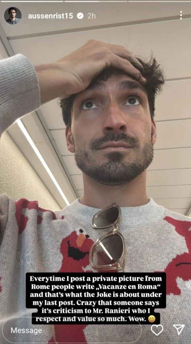  社媒被質(zhì)疑是暗諷拉涅利，胡梅爾斯回應(yīng)：太瘋狂了，我非常敬重他