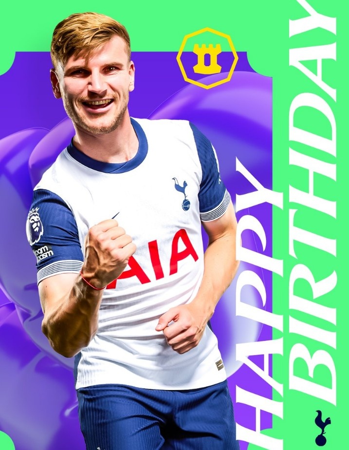  維爾納迎29歲生日，熱刺官方曬海報(bào)送上生日祝福