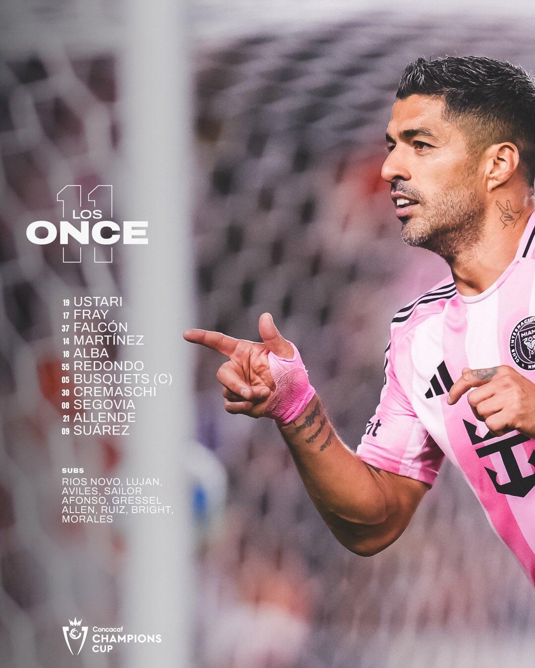  邁阿密國(guó)際首發(fā)：梅西缺陣，蘇牙、布斯克茨、阿爾巴出戰(zhàn)