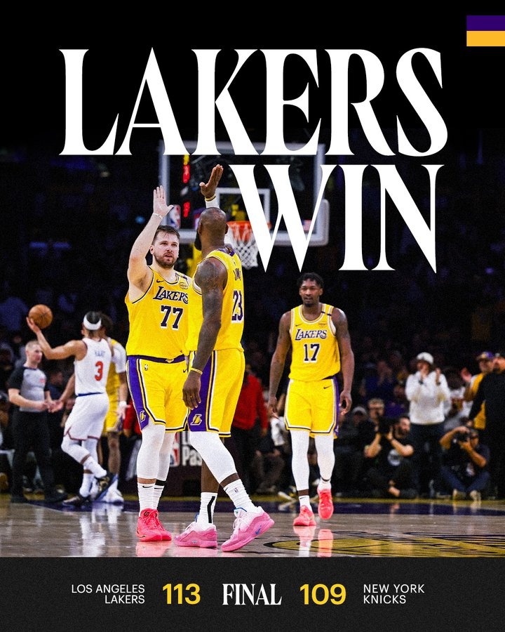  湖人官方曬出贏球海報(bào)：詹姆斯、東契奇、芬尼-史密斯登上封面