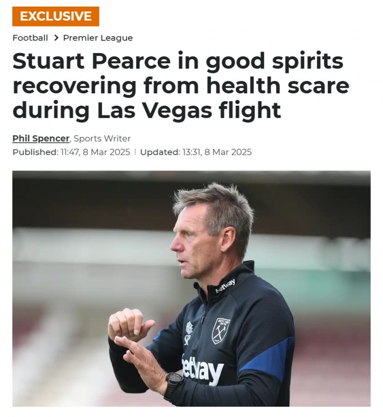  talkSPORT：因健康問題入院的英格蘭名宿皮爾斯正在康復 狀態(tài)良好