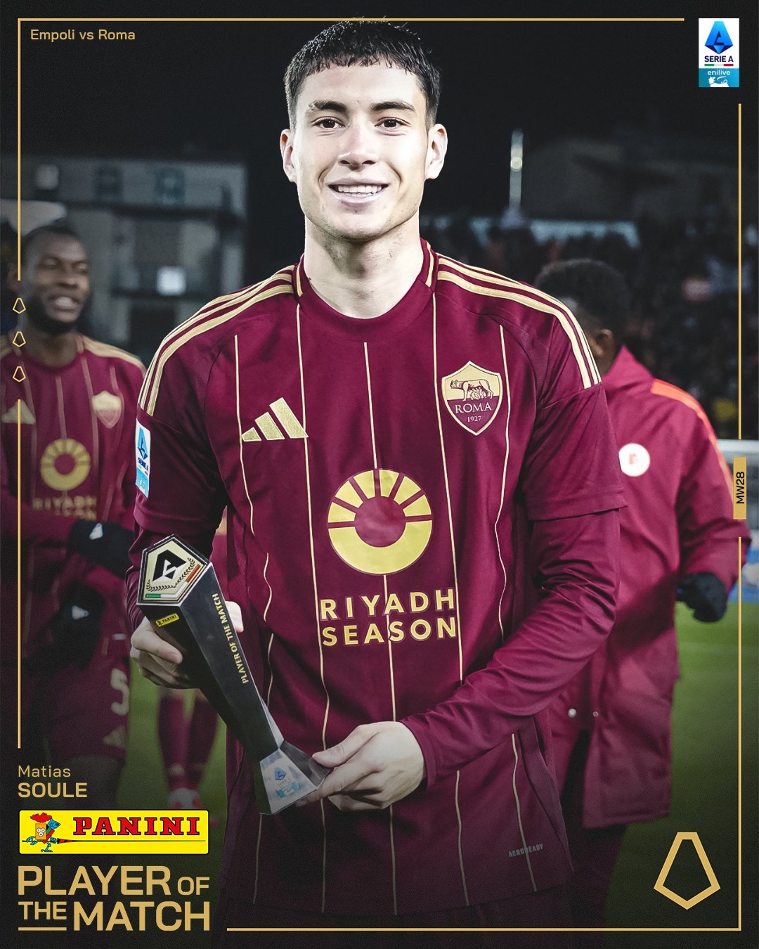  開場閃擊！官方：蘇萊當(dāng)選羅馬vs恩波利全場最佳球員