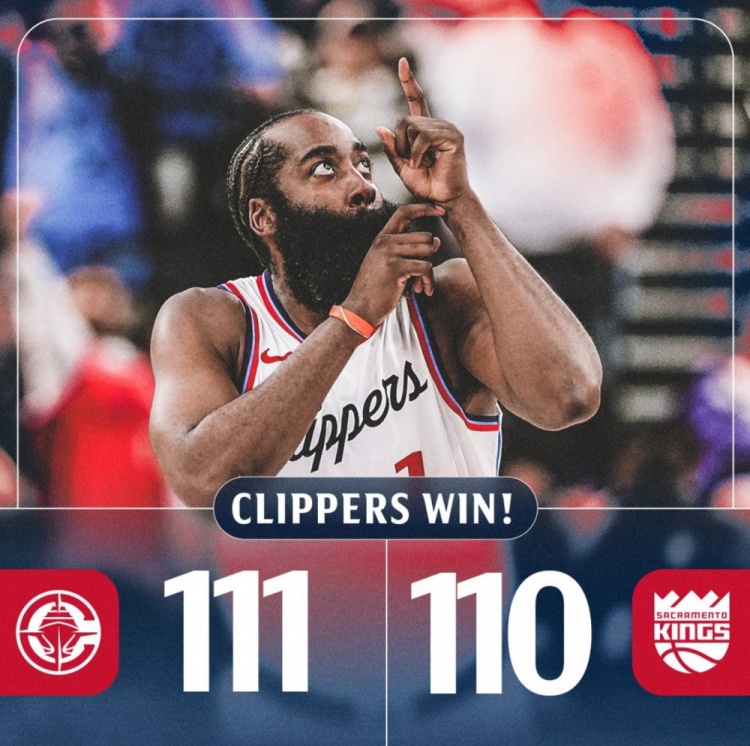  準(zhǔn)三雙+兩個(gè)關(guān)鍵拋投！快船官方贏球海報(bào)封面給到了哈登