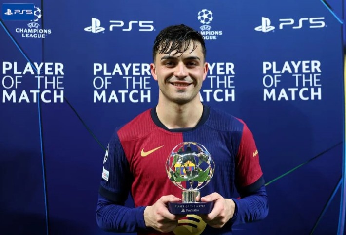  3關(guān)鍵傳球5搶斷，佩德里當(dāng)選巴薩3-1本菲卡一役全場(chǎng)最佳