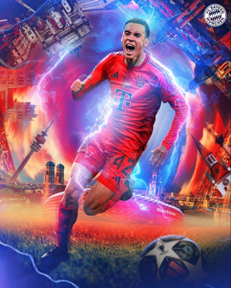  穆西亞拉代表拜仁各項(xiàng)賽事出戰(zhàn)200場(chǎng)，俱樂部曬海報(bào)慶祝