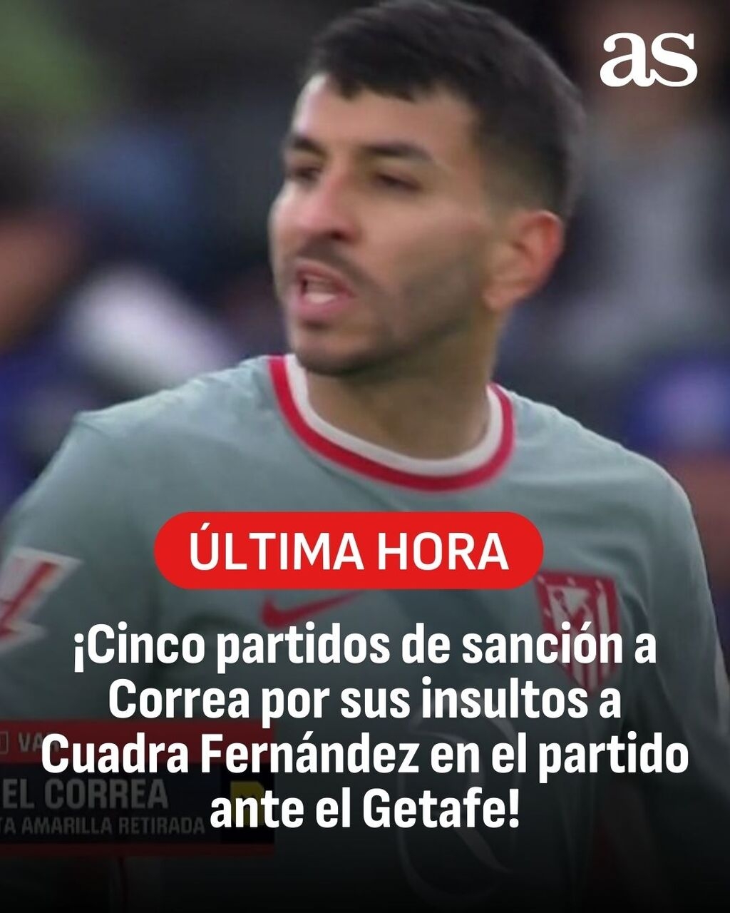  共計停賽5場！官方：馬競前鋒科雷亞因侮辱裁判+染紅被禁賽5場