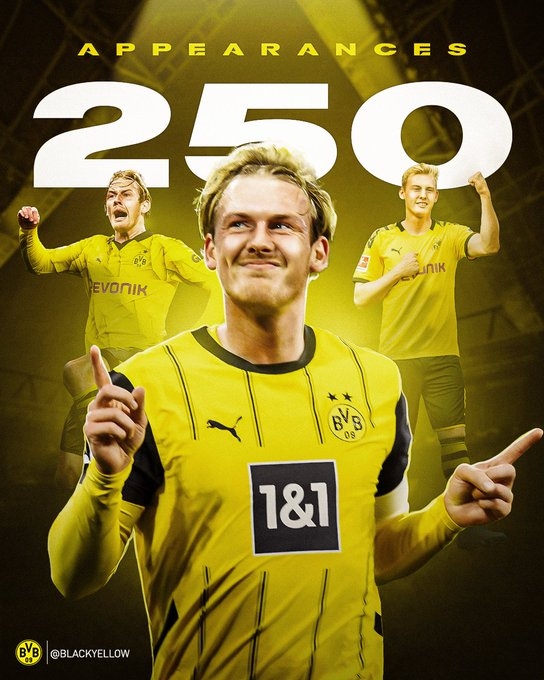  布蘭特多特生涯250場里程碑，前249場貢獻44球60助攻獲2冠