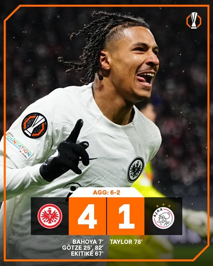  雙殺阿賈克斯！法蘭克福歐聯(lián)淘汰賽已連續(xù)9場不敗，創(chuàng)隊史紀錄