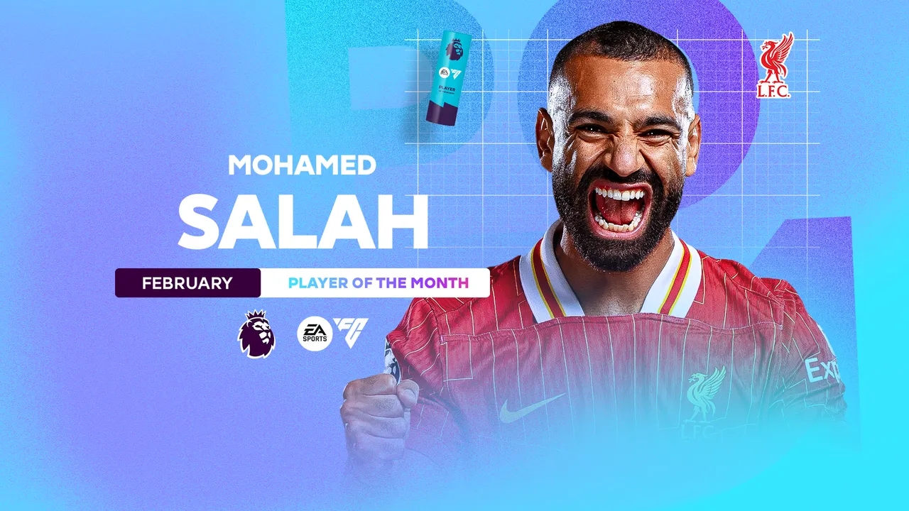  7次獲獎平紀錄！官方：薩拉赫當選英超2月最佳球員，2月6場6球4助